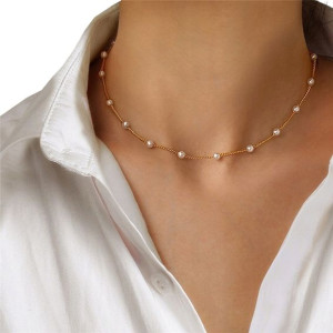 Naszyjnik Perełki Koraliki Perły Choker Złoty