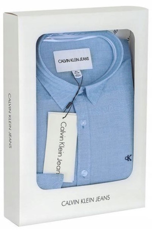 Koszula męska CALVIN KLEIN gładka slim błękit M