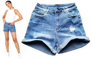 Krótkie Spodenki Szorty Jeansowe Damskie Plus Size