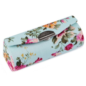 Etui na pomadkę w kwiaty z lusterkiem - miętowe