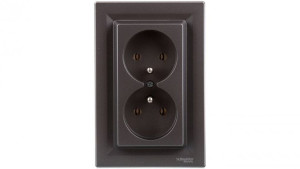 ASFORA Gniazdo 2x2P+PE stal EPH9800262