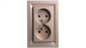 ASFORA Gniazdo 2x2P+PE brąz EPH9800269