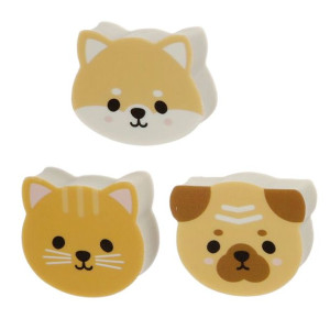 Zestaw trzech gumek do mazania - Kot, shiba inu i mops
