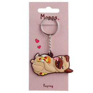 Breloczek do kluczy - Pies Mops z pizzą