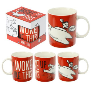 Kubek porcelanowy z Kotem Simona - czerwony