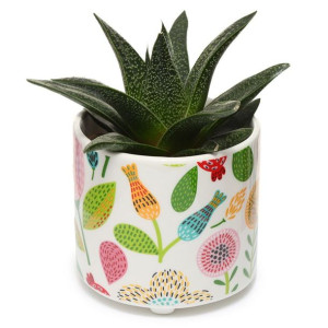 Ceramiczna doniczka do roślin mała - Kolorowe kwiaty
