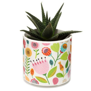 Ceramiczna doniczka do roślin duża - Kolorowe kwiaty
