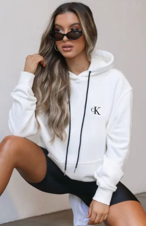 Bluza damska Biała Calvin Klein Kangurka Ocieplana L Wiosna 2023