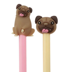 Dwa cienkopisy z nasadką - Pies mops