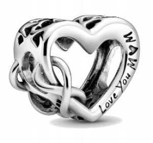 Charms Serce Kocham Cię Mamo nieskończoność Pandora