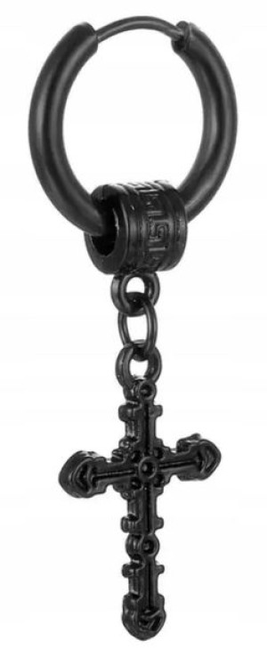 Kolczyk Do Ucha HUGGIE Krzyżyk Punk Gothic STAL