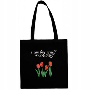 Torebka czarna NA PREZENT buy FLOWERS Tulipany