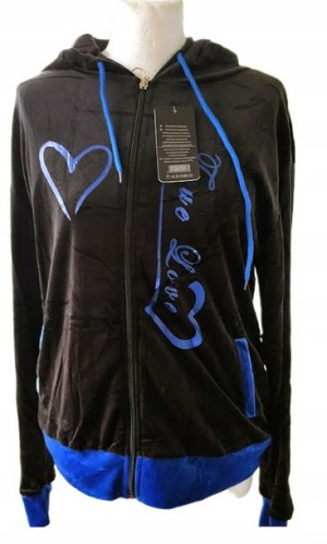 Dresy Damskie Welur Komplet Czarne Z Chabrem L/xl