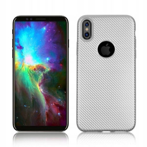 Etui Carbon Fiber LG K10 2017 srebrny /silver