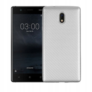 Etui Carbon Fiber Nokia 3 srebrny /silver