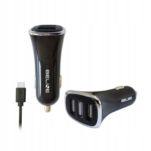 Ład. sam. Beline 3xUSB + USB-C 4A czarna/black