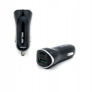 Ład. sam. Beline 1xUSB i 1xUSB-C 5A 30W czarny/bla