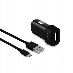 Puro Ładowarka sam. 1xUSB 1A z kablem MicroUSB cza
