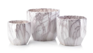 Neva Marble Komplet 3 Doniczek Xl:25xh23/l:20xh19/m:15xh16cm