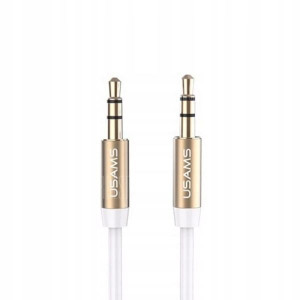 USAMS Adapter audio jack 3,5m - 3,5m 1m biały/whit