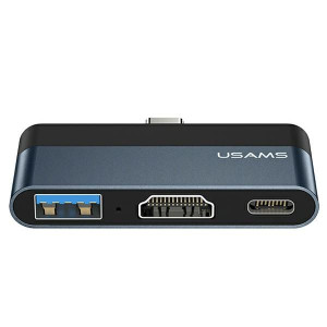 USAMS Adapter HUB USB 3.0/USB-C/HDMI 1.4 szary/gre