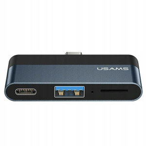 USAMS Adapter HUB USB 3.0/USB-C/Micro SD szary/gre