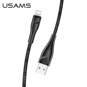 USAMS Kabel pleciony U41 lightning 2m 2A czarny/bl