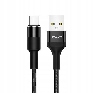 USAMS Kabel pleciony U5 2A USB-C czarny /black 1,2