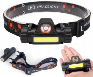 Latarka Czołowa Na Czoło Czołówka Magnes Usb 2xled