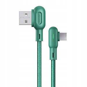 USAMS Kabel kątowy U57 MicroUSB 1,2m 2A zielony/gr