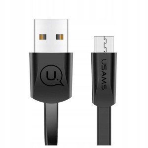 USAMS Kabel płaski U2 microUSB 1,2m czarny/black S