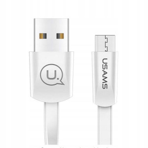 USAMS Kabel płaski U2 microUSB 1,2m bialy/white SJ