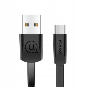 USAMS Kabel płaski U2 USB-C 1,2m czarny/black SJ20