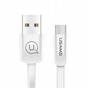 USAMS Kabel płaski U2 USB-C 1,2m biały/white SJ200