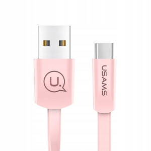 USAMS Kabel płaski U2 USB-C 1,2m różowy/pink SJ200