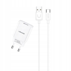 USAMS Ład. siec. 1xUSB T21 USB-C biały/white 2,1A