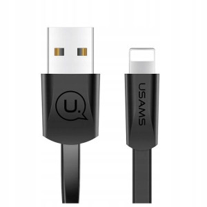 USAMS Kabel płaski U2 Lightning 1,2m czarny/black