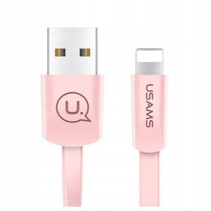 USAMS Kabel płaski U2 Lightning 1,2m różowy/pink S