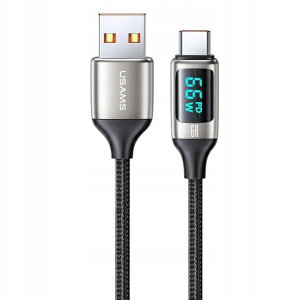 USAMS Kabel pleciony U78 USB-C 1.2m LED 6A Fast Ch