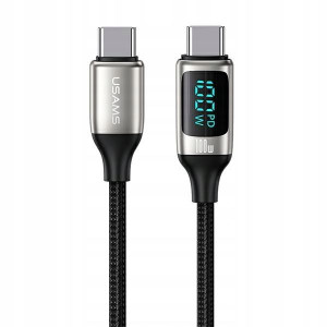 USAMS Kabel pleciony U78 USB-C na USB-C LED 1.2m 1