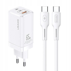 USAMS Ład. siec. MT 2xUSB-C+USB GaN 65W T33 PD + k