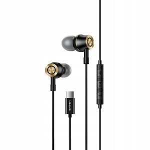 USAMS Słuchawki stereo EP-43 metal USB-C czarny/bl