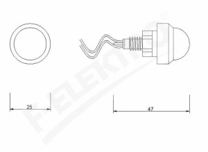 Lampka kontrolna z przewodem fi 20mm 230V zielony