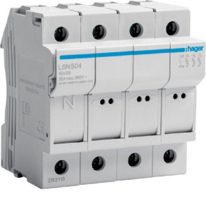 Modułowa podstawa bezpiecznikowa 3P+N 32A 690V LSN504 10x38mm
