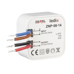 Zasilacz LED dopuszkowy 8W 14V DC - ZNP-08-14
