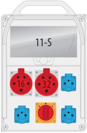 Rozdzielnica R-BOX 382R 11-S 1x16A/5p 1x32A/5p 3x250V L-0-P - B.18.382-8W