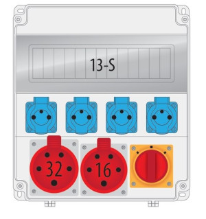 Rozdzielnica R-BOX LUX 320R 1x16A/5p 1x32A/5p 4x250V L-0-P 13S B.18.320-6W