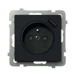 Ospel Sonata czarny - gniazdo z uziemieniem + USB GP-1RZPUSB/m/33