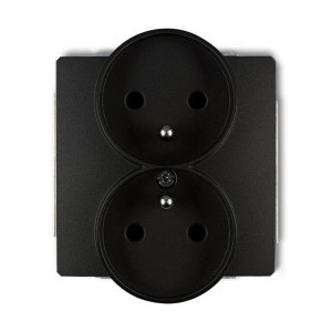 Karlik Deco czarny - gniazdo podwójne z uziemieniem - 12DGPR-2z