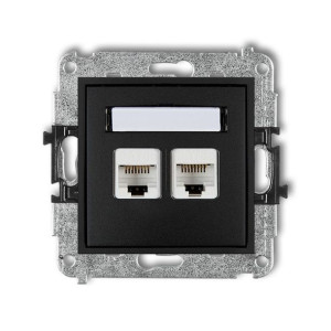 Karlik Mini czarny mat - gniazdo komputerowe 2xRJ45, kat. 5e - 12MGK-2